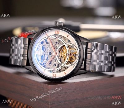 Buy Replica Vacheron Constantin Geneve skeleton Watch Black Steel